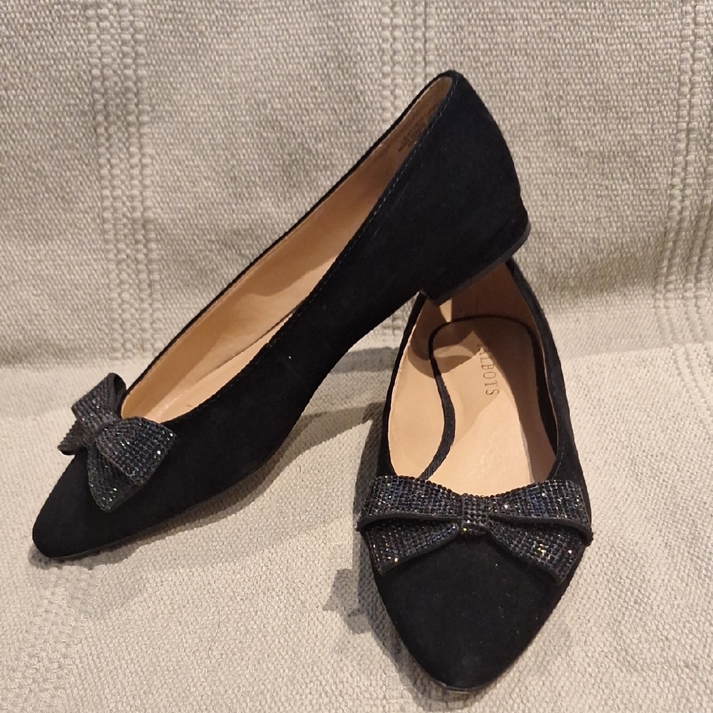 Talbots Black Edison Bow Flat Size 8M